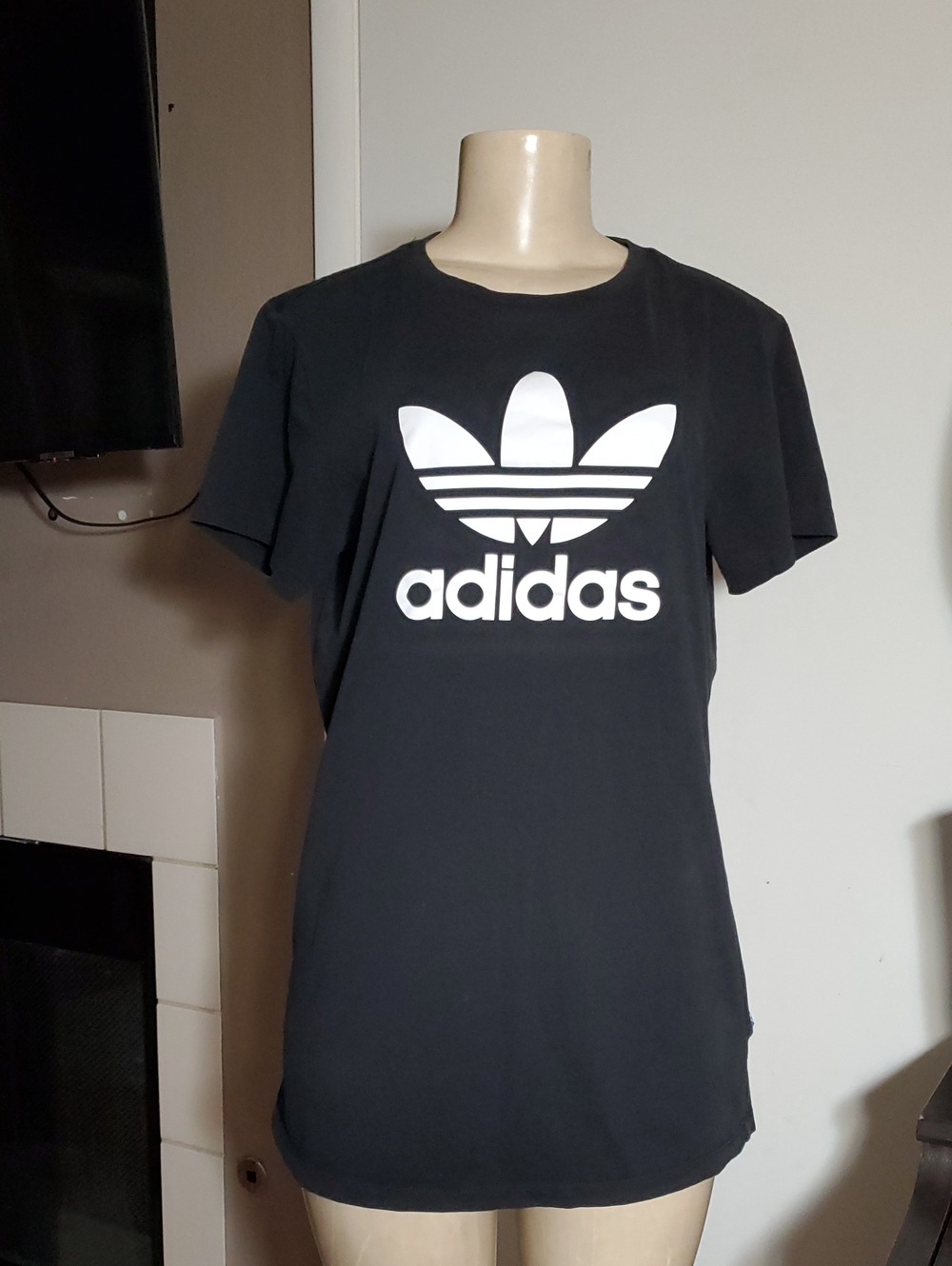 adidas Black Tee with White Trefoil Logo
